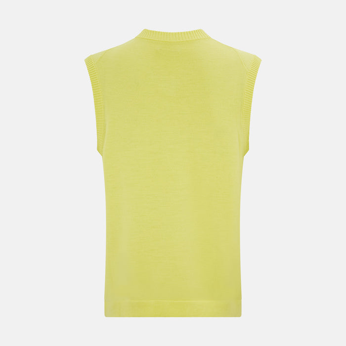 Bright Yellow Fine Merino V-Neck Vest Image 2