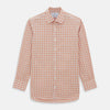 View 1 of product The Turnbull & Asser Orange Graph Overlay Check Mayfair Shirt is a soft organic cotton long-sleeve with button-down front, collar, and cuffs—an ideal capsule wardrobe staple—shown on a plain white background.