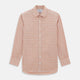 The Turnbull & Asser Orange Graph Overlay Check Mayfair Shirt is a soft organic cotton long-sleeve with button-down front, collar, and cuffs—an ideal capsule wardrobe staple—shown on a plain white background.