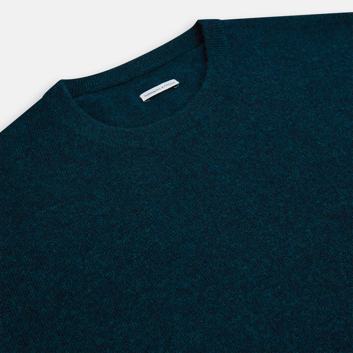 Dark Green Melange Cashmere Round Neck Jumper Image 1