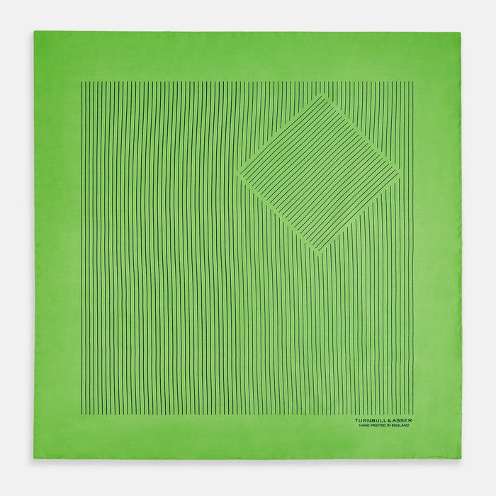 Fern Green Stripe Silk Pocket Square Image 2