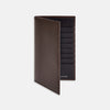 View 1 of product The Turnbull & Asser Brown Coat Wallet stands upright and open against a white background, showcasing multiple black card slots inside.