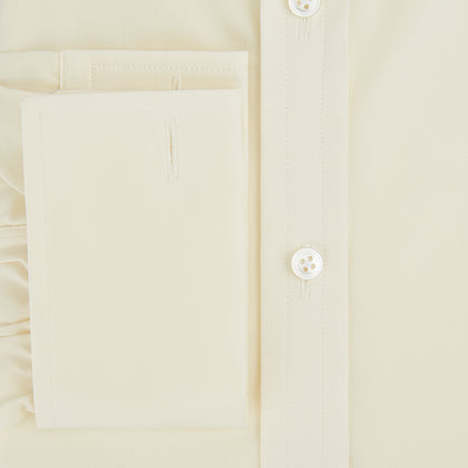 Cream Cotton Shirt with T&A Collar and Double Cuffs Image 3