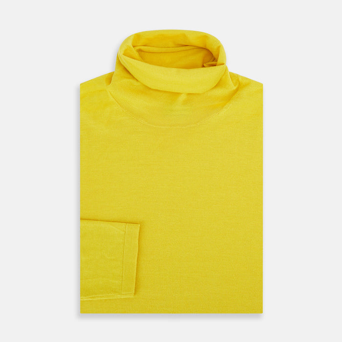 Canary Yellow Fine Merino High Neck Jumper Image 3