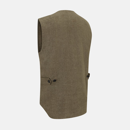 Olive Linen Twill Waistcoat Image 3