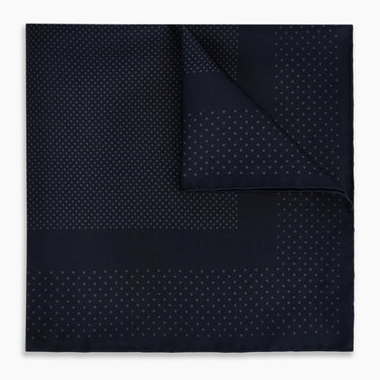 Navy and Charcoal Dot Silk Pocket Square Image 4