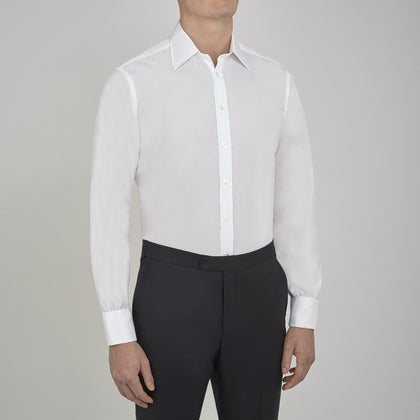 Two-Fold 200 White Cotton Shirt with T&A Collar and Double Cuffs Image 1