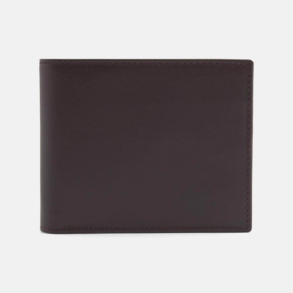 The Turnbull & Asser Brown Leather Billfold Wallet is shown closed against a plain white background, highlighting its slim, stylish design for everyday use.