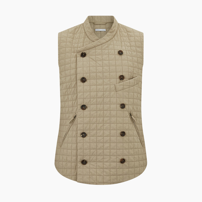 Sand Double-Breasted Quilted Gilet Image 4