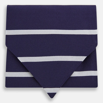 Silver Stripe and Navy Silk Cravat