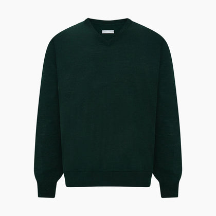 Forest Green Fine Merino V-Neck Jumper Image 4