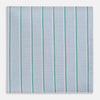 View 1 of product The Turnbull & Asser Blue and Green Multi Stripe Hand-Rolled Handkerchief features evenly spaced vertical stripes and hand-rolled edges, displayed neatly folded on a white background.