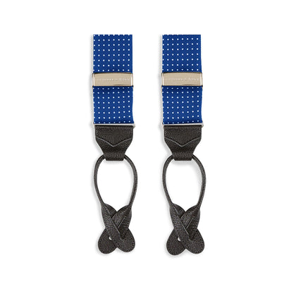 Royal Blue Small Spot Adjustable Silk Braces Image 2