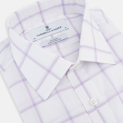 Lilac Grid Check Mayfair Shirt Image 1
