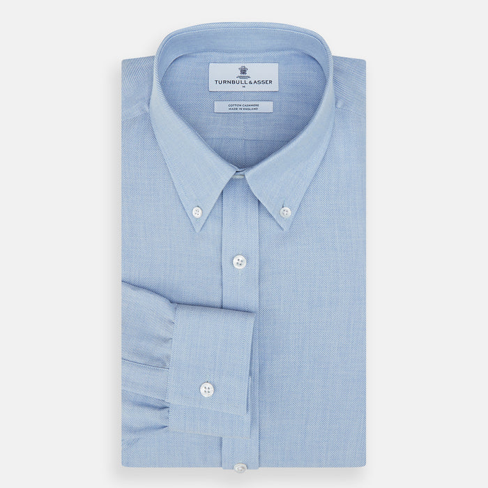 Pale Blue Cotton Cashmere Dorset Collar Richmond Shirt Image 3