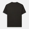 View 3 of product The Turnbull & Asser Dark Chocolate Short-Sleeve T-shirt, shown flat on a white background, features a crew neckline and relaxed fit—offering versatile style and premium comfort for any wardrobe.