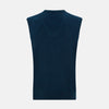 View 3 of product The Turnbull & Asser Dark Green Melange Cashmere V-Neck Vest is a sophisticated men’s sleeveless knitwear piece, shown against a plain white background.