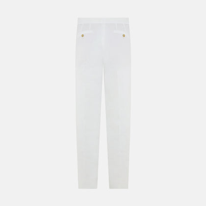 White Linen Henry Trousers Image 3