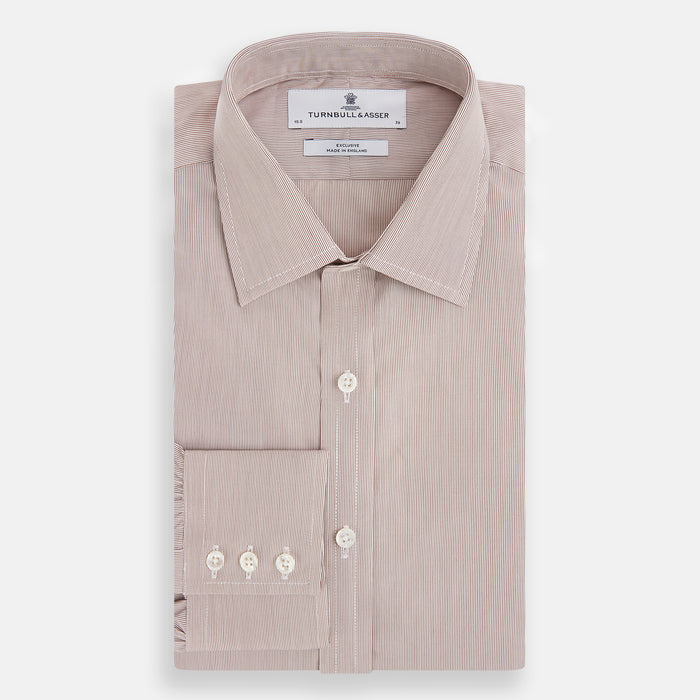 Burgundy Hairline Stripe Mayfair Shirt Image 4