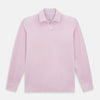 View 1 of product The Pink Rugby Polo Shirt by Turnbull & Asser features long sleeves, a collar, and V-neck opening in luxury cotton, shown flat on a white background.