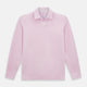 The Pink Rugby Polo Shirt by Turnbull & Asser features long sleeves, a collar, and V-neck opening in luxury cotton, shown flat on a white background.