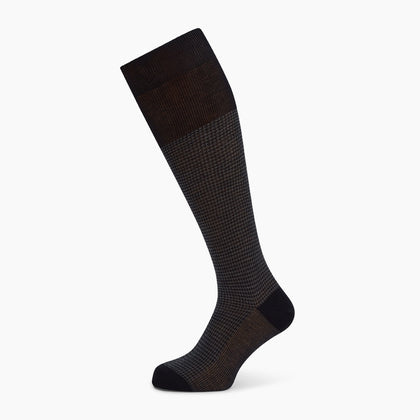 Charcoal Melange Houndstooth Long Socks Image 4