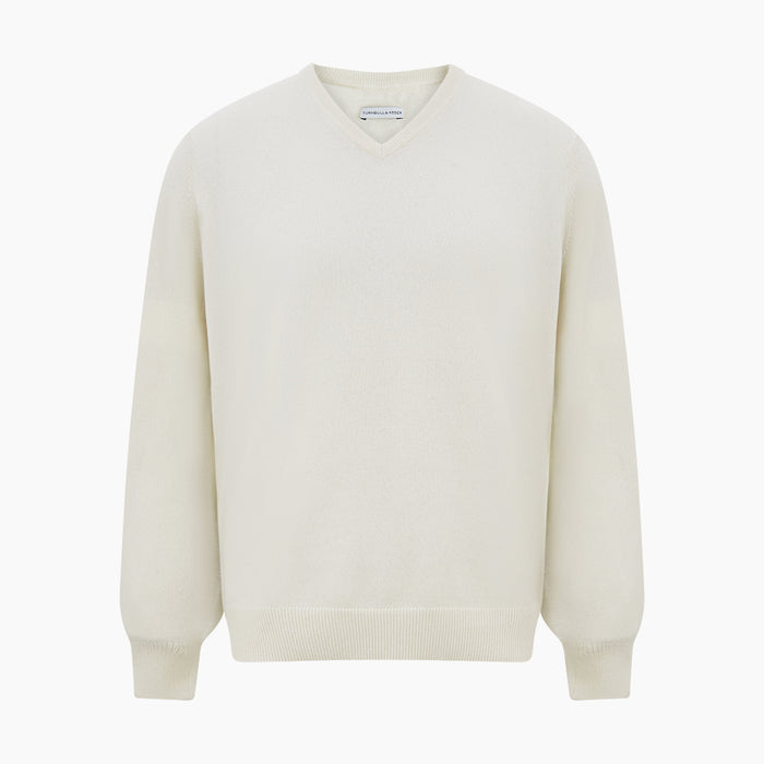 White Cashmere V-Neck Jumper Image 4