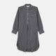 The Turnbull & Asser Black Multi Check Cotton Blend Sussex Nightshirt features a long sleeve, knee-length design with front buttons, a pointed collar, and chest pocket—ideal for those who love luxury sleepwear.