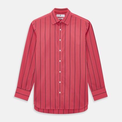 Coral Red Track Stripe Mayfair Shirt
