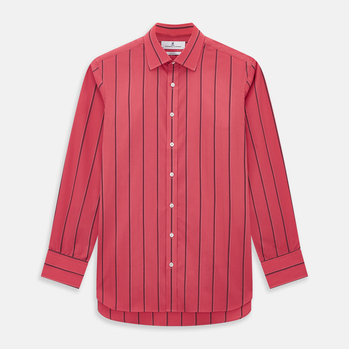 Coral Red Track Stripe Mayfair Shirt