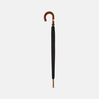 Black Traveller Umbrella with Malacca Crook Handle Image 1