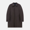 View 1 of product The Dark Chocolate John Arthur Trench Coat by Turnbull & Asser features a pointed collar, two large slanted side pockets, and a vertical chest pocket—a versatile 2-in-1 piece ideal for any occasion.