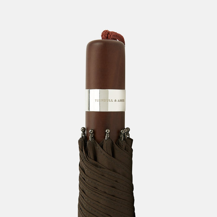 Brown Telescopic Umbrella with Brown Maple  Handle Image 2
