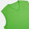 View 2 of product The Turnbull & Asser Bright Green V-neck Cashmere Vest is a sleeveless jumper with ribbed edges, shown on a plain white background.