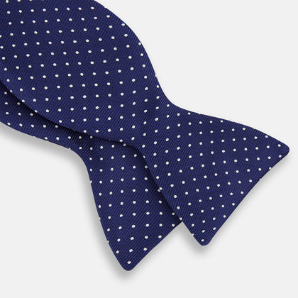 Azzurro and White Spot Silk Bow Tie Image 2
