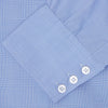 View 3 of product A Blue Prince of Wales Check Shirt by Turnbull & Asser, featuring a T&A collar and 3-button cuffs, is neatly folded and displayed on a plain white background.