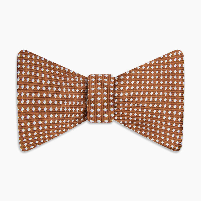 Brown and White Diamond Silk Bow Tie Image 3