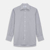 View 1 of product The Turnbull & Asser Pale Blue Multi Check Cotton Regular Fit Mayfair Shirt features a pale blue checkered pattern and long sleeves, shown on a white background.