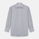 The Turnbull & Asser Pale Blue Multi Check Cotton Regular Fit Mayfair Shirt features a pale blue checkered pattern and long sleeves, shown on a white background.