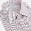 View 2 of product Turnbull & Asser Red and Blue Multi Check Mayfair Shirt with a classic T&A collar in premium Italian cotton, neatly laid flat on a white surface.