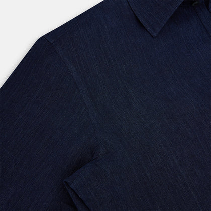 Navy Linen Westminster Shirt Image 5