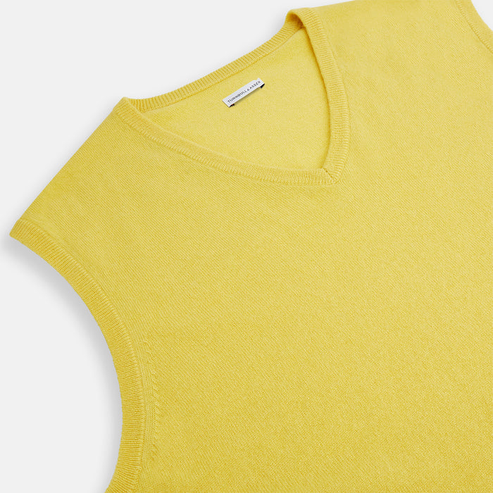 Canary Yellow Cashmere V-Neck Vest Image 1