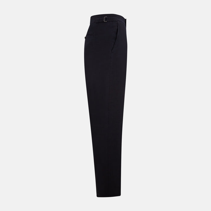 Navy Linen Blend Henry Trousers Image 3