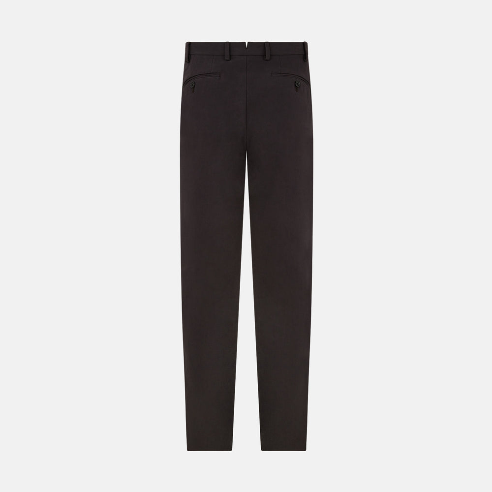 The Brown Henry B Trousers by Turnbull & Asser are straight-leg trousers made from premium Italian cotton, with belt loops, front button and zipper closure, shown against a plain white background.