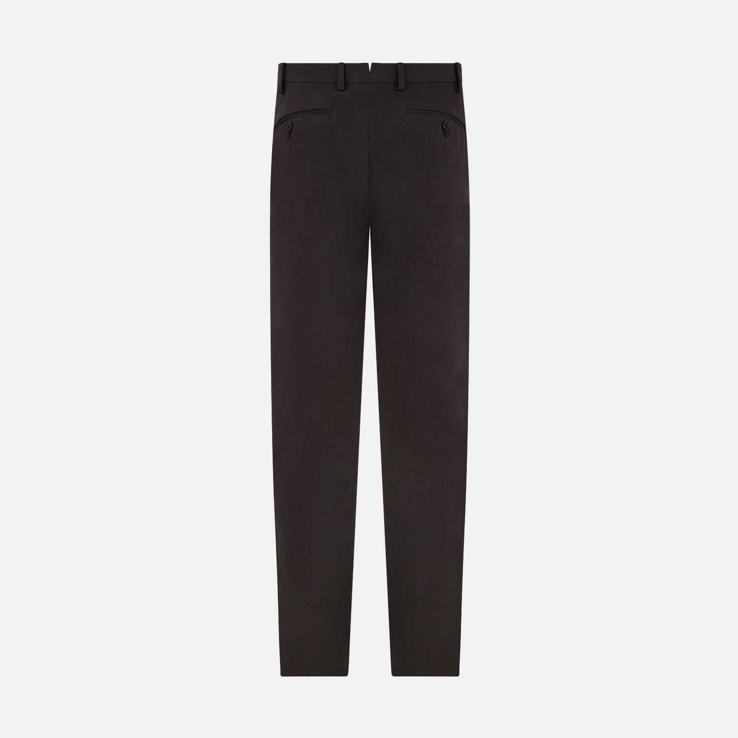 View 3 of product The Brown Henry B Trousers by Turnbull & Asser are straight-leg trousers made from premium Italian cotton, with belt loops, front button and zipper closure, shown against a plain white background.