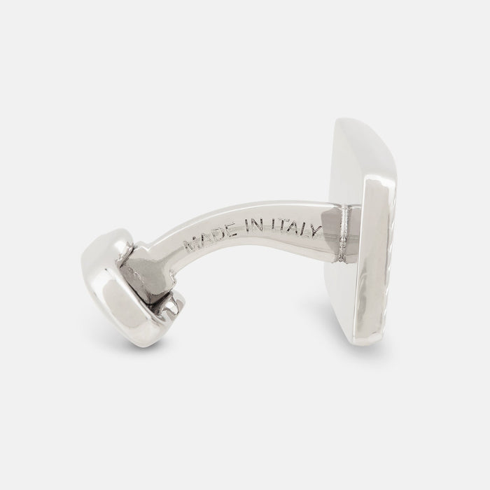 Silver Diagonal Striped Rectangular Cufflinks Image 1