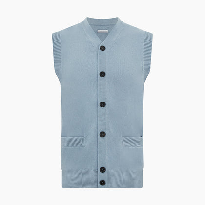 Frost Blue Cashmere Sleeveless Cardigan Image 3