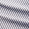 View 4 of product The Turnbull & Asser Pale Blue Multi Stripe Cotton Regular Fit Mayfair Shirt features long sleeves, a pointed collar, buttoned cuffs, and vertical stripes in pale blue tones, displayed against a white background.