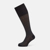 View 1 of product A single Grey Motif Long Sock by Turnbull & Asser, featuring a subtle pattern, is displayed on a plain white background.