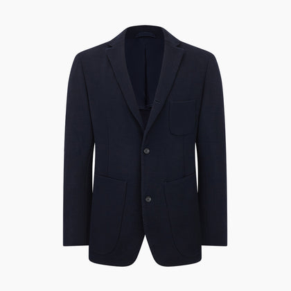 Navy Knitted Oxford Blazer Image 4